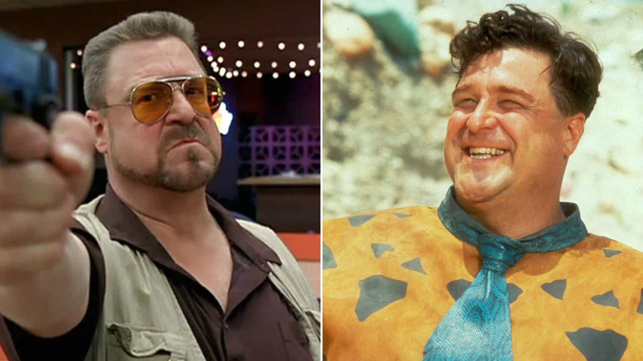 Two men side by side: left a stern man in sunglasses and a beige vest pointing at the camera; right a smiling man in a yellow patterned shirt with a blue scarf against a rocky backdrop.