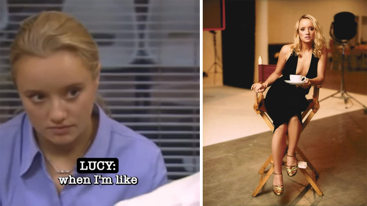 Blonde woman with a skeptical expression; meme text says 'LUCY: when I'm like'. The left panel.